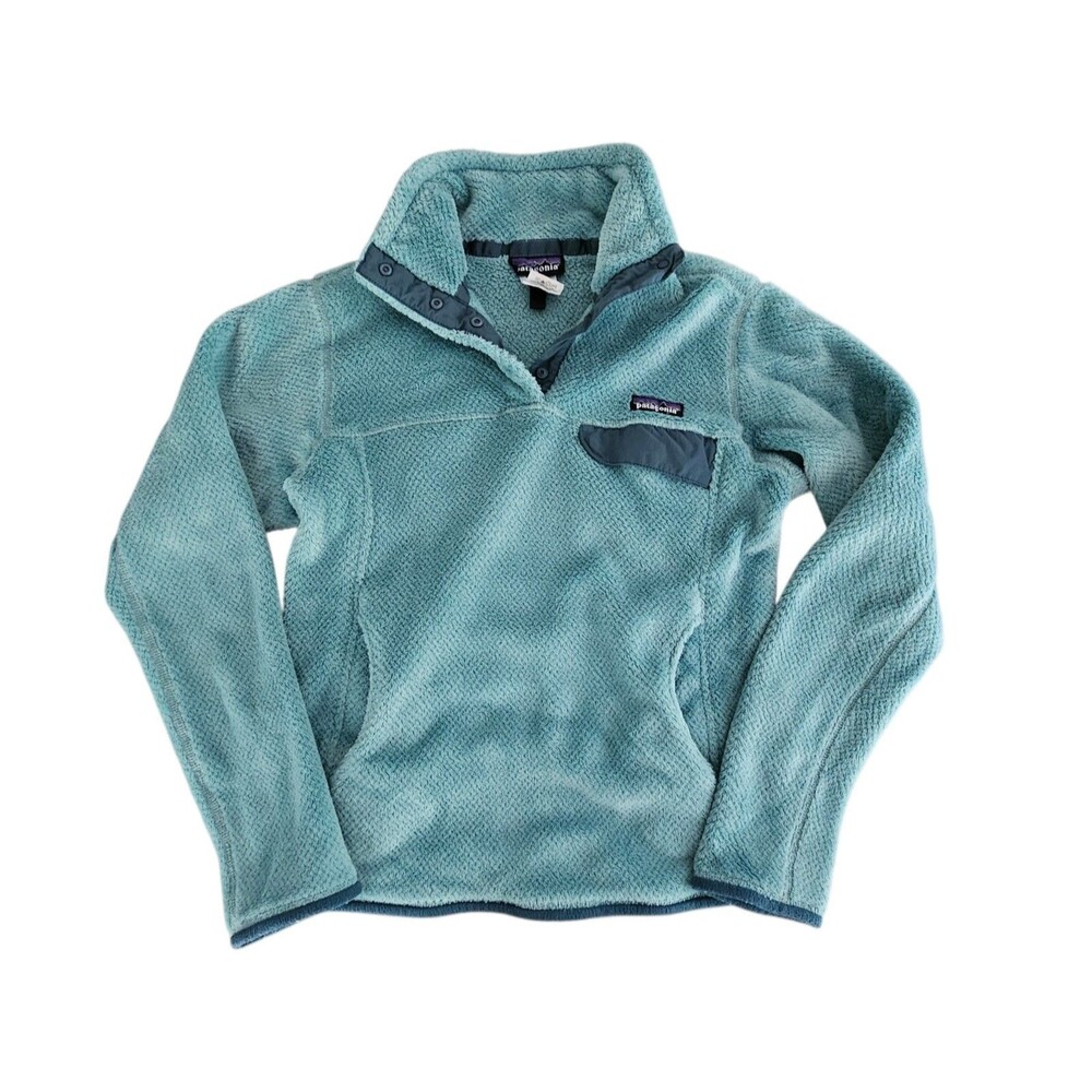 Patagonia Women's Medium Re-Tool Snap-T Pullover Teal Blue Fleece Jacket Cozy